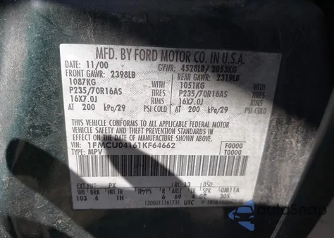 2001 Ford Escape Xlt from USA, damaged, VIN 1FMCU04161KF64662